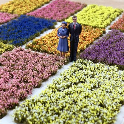 Flower Cluster Grass Tufts Flower Vegetation Groups Miniature Static Scenery Model for DIY Architecture Building Model Railway Train Diorama Garden Scenery Landscape Layout, Yellow