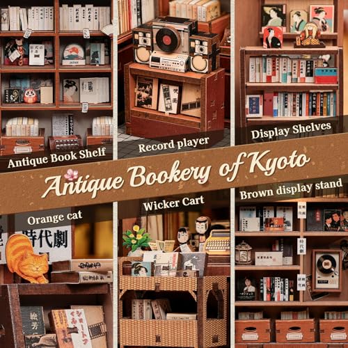 Cutefun Book Nook Kit - DIY Miniature Dollhouse Kit for Adults and Teens - color: Antique Bookery of Kyoto