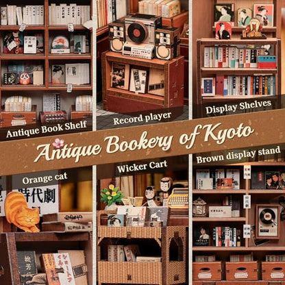 Cutefun Book Nook Kit - DIY Miniature Dollhouse Kit for Adults and Teens - color: Antique Bookery of Kyoto