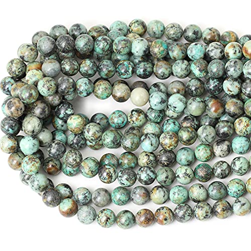 35PCS 10mm Natural African Turquoise Stone Gemstone Round Loose Beads for Jewelry Making DIY Bracelet Necklace Materials 1 Strand 15" - color: African Turquoise Stone, size: 10mm