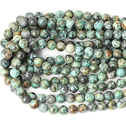 35PCS 10mm Natural African Turquoise Stone Gemstone Round Loose Beads for Jewelry Making DIY Bracelet Necklace Materials 1 Strand 15" - color: African Turquoise Stone, size: 10mm