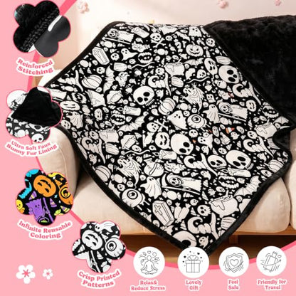 ROYAMOON Halloween Boo Washable Coloring Blanket Kit for Kids & Adults - color: Halloween