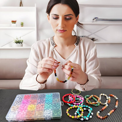 720Pcs 8mm Acrylic Round Beads for Jewelry Making, Bohemian Style Round Bead Faux Turquoise White Crack Bead Plastic Bubble Gum Beads for Bracelets Making Kit DIY Necklace Crafts - color: Crack 8mm
