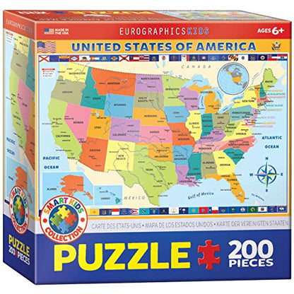 EuroGraphics Map of the United States of America Jigsaw Puzzle (200-Piece) - size: 200 Piece Puzzle, style: EuroGraphics Map of the United States of America Jigsaw Puzzle (200-Piece)