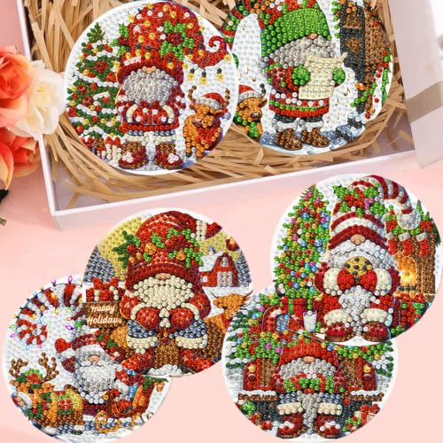 8 Pack Diamond Art Coasters,Christmas Gnome Diamond Painting Coasters Kits - color: Christmas Gnome Coasters