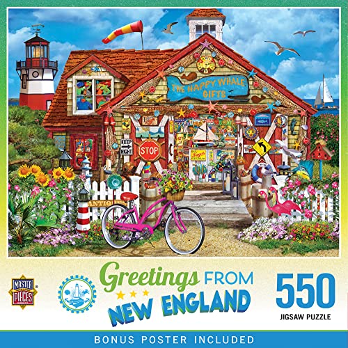 MasterPieces 550 Piece Jigsaw Puzzle for Adults, Family, Or Youth - Greetings from New England - 18" x 24" - style: New England