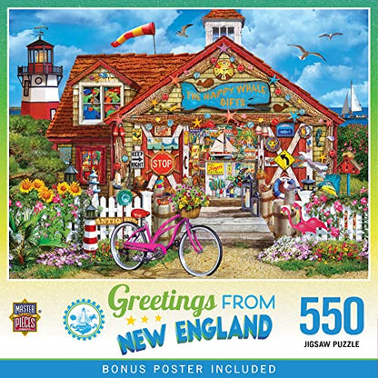 MasterPieces 550 Piece Jigsaw Puzzle for Adults, Family, Or Youth - Greetings from New England - 18" x 24" - style: New England