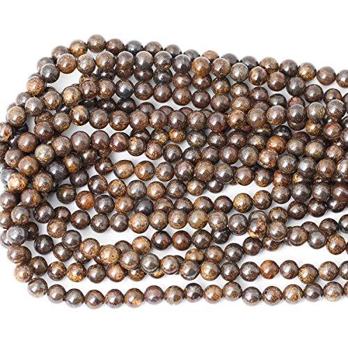 45PCS 8mm Natural Bronzite Gemstone Round Loose Beads for Jewelry Making DIY Handmade 1 Strand 15" - color: Bronzite, size: 8mm