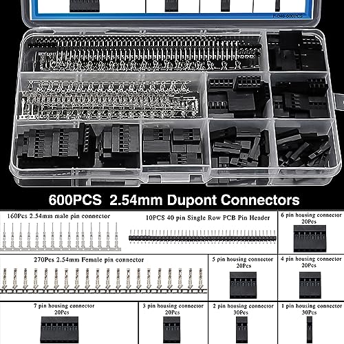 Taiss Dupont Crimping Tool Kit Ratcheting Wire Crimper with 2.54mm 600PCS Dupont Connectors and 560PCS JST XH Connectors,Dupont Crimper,JST Crimper(0.08-0.5mm² 28-20AWG) - style: 21 Types Dupont/JST-XH(2.5-2.54mm)+Tool