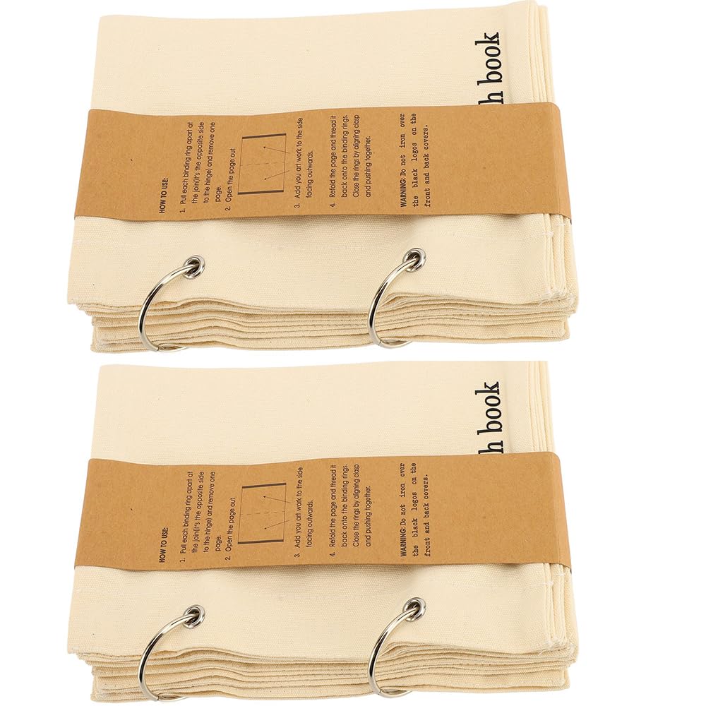 lvifloae 2PCS Blank Fabric Sketchbook Art Journaling Sketch Book Linen Folding Portable Travel Journal Fabric Planner Notebook Stitchbook Spiral Bound Sketchbook for Drawing Writing