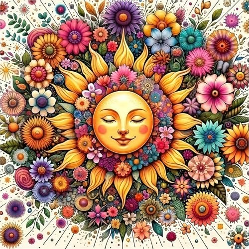 CHWGLFGG 5D Sun Face Diamond Art Kits for Adults Beginners 13.8x13.8 Inch - color: KM1180-1