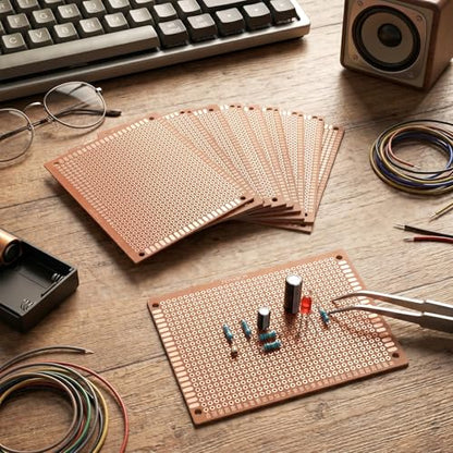 10 Pcs PCB Board Prototype Kit 90mm x 70mm Circuit Board Copper Strip Boards 744 Holes Perfboard Universal Printed Circuit Breadboard for DIY Soldering Electronic Experiment Projects