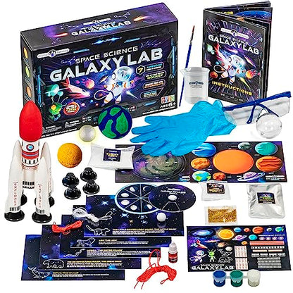Original Stationery Space Science Kit, Solar System Kit with a Rocket, Outer Space Craft Stickers and More to Make a Moon Spinner and a Solar System, Fun Gift Idea, Toys for Boys and Girls, Ages 6-14