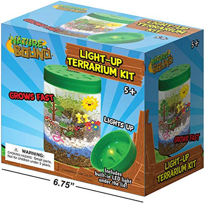 Nature Bound Light-Up Terrarium Kit with LED Light for Kids - Includes Puppy Animal Theme - STEM Science Kit for Boys & Girls - Plant Gardening Gifts for Children (Green)