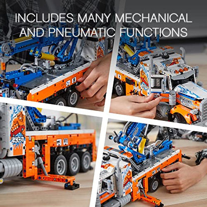 LEGO Technic Heavy-Duty Tow Truck 42128 with Crane Toy Model Building Set, Engineering for Kids Series - style: Standard Packaging