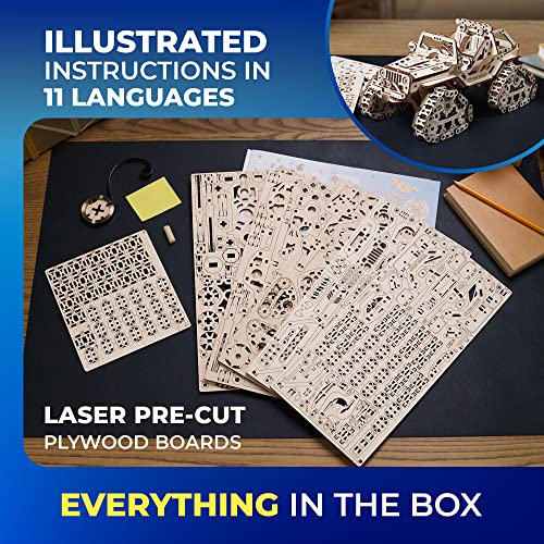 UGEARS Bundles 3D Puzzles - Tracked Off-Road Vehicle and Rescue Hovercraft,3D Puzzle Wooden 3-D Puzzles for Adults Model kit DIY Mechanical Puzzles