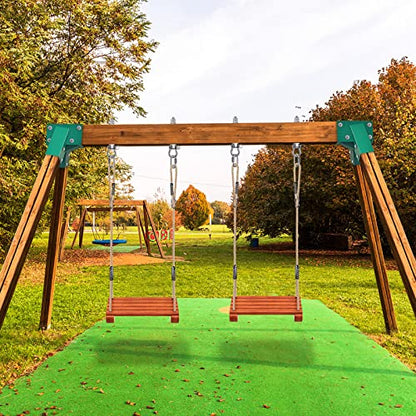BeneLabel A-Frame 2 Swing Set Brackets, Heavy Duty Steel Swing Set Hardware with Mounting Hardware, DIY Swing Set End Bracket Swing Set Kit for 2 (4x4) Legs & 1 (4x6) Beam, Green - color: Both Ends Swing Set Bracket