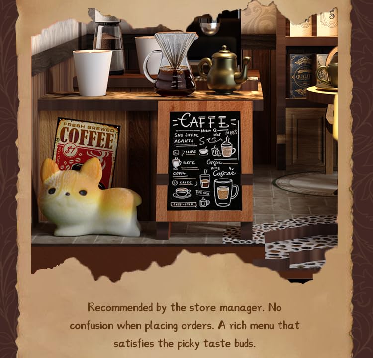 DIY Miniature Dollhouse Kit, 3D Wooden Puzzle Coffee Shop Model, Creative Mini Cafe Building Set with Furniture, Arts and Crafts Gift for Adults & Teens (Country Cafe) - style: Rustic