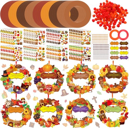 Hollowfly 48 Set Thanksgiving Wreath Craft Kits DIY Christian Ornament - style: Christian Thanksgiving
