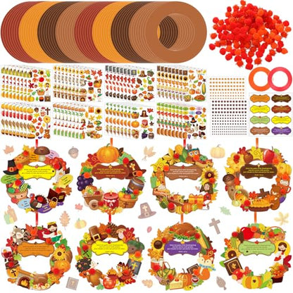 Hollowfly 48 Set Thanksgiving Wreath Craft Kits DIY Christian Ornament - style: Christian Thanksgiving