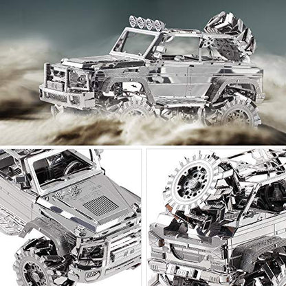 Piececool 3D Metal Puzzle for Adult SUV Car Model Kits, Vehicle Car Models Building Kit, Brain Teaser 3D Puzzle DIY Craft Kits, Birthday, 157 Pcs - color: Silver Suv