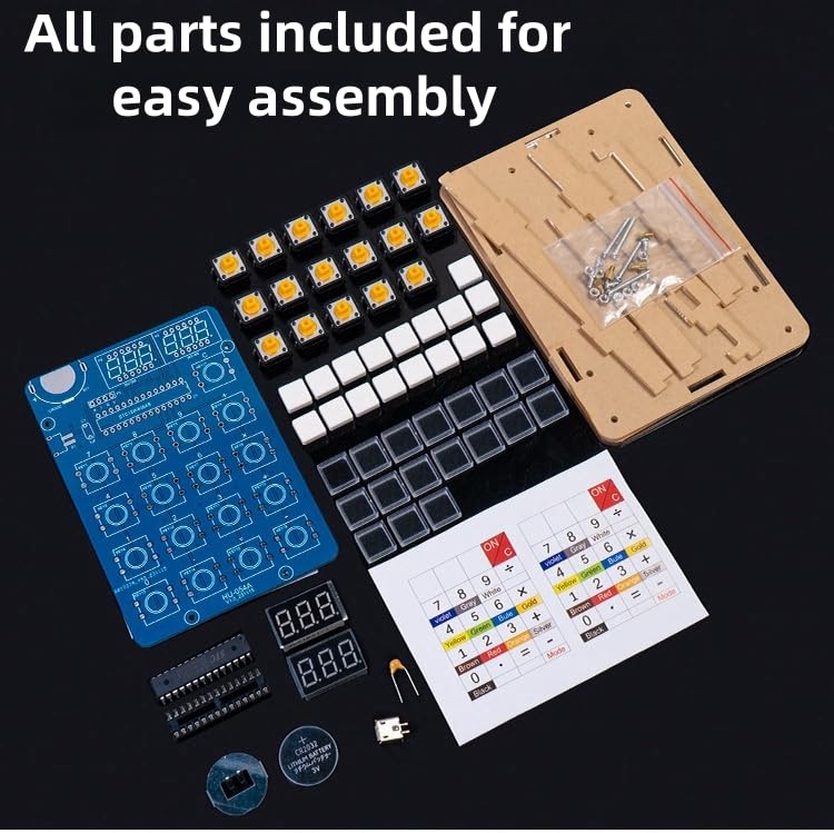 DIY Electronic Calculator Kit, 6-Digit Display, Soldering Practice Project with Resistance Reader