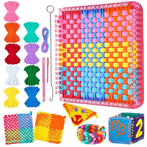 REENLIV Upgraded Weaving Loom Kit Toys for Kids & Adults, DIY Arts & Crafts - color: Pink