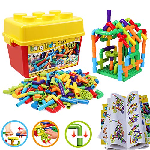 burgkidz STEM Tube Building Set: 188 Pcs Build Cars w/Wheels & Tub - color: Multicolored