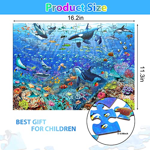 Puzzles for Kids Ages 4-8 6-8 8-10 Year Old - Underwater Scene - 100 Pieces Jigsaw Puzzle for Kids Learning Educational Puzzles for Boys Girls (with Sturdy Box) - color: Underwater Scene