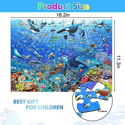 Puzzles for Kids Ages 4-8 6-8 8-10 Year Old - Underwater Scene - 100 Pieces Jigsaw Puzzle for Kids Learning Educational Puzzles for Boys Girls (with Sturdy Box) - color: Underwater Scene