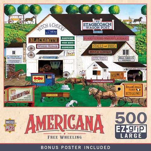 MasterPieces - 500 Piece Jigsaw Puzzle, Large EZ Grip Shapes, Free Wheeling, Fun for Adults, Seniors, Family, Kids, 19.25" x 26.75" - style: Free Wheeling