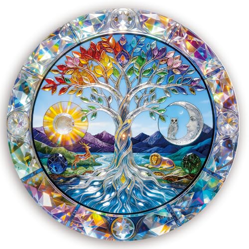 Puzzles for Adults 1000 Pieces, Sun & Moon Crystal Tree of Life - color: A-tree of Life With Sun & Moon
