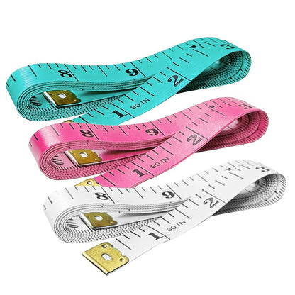 Soft Tape Measure Double Scale Standard & Metric Measurements Tape Body Sewing Flexible Tailor Craft Ruler 60 Inches - color: White Pink Green