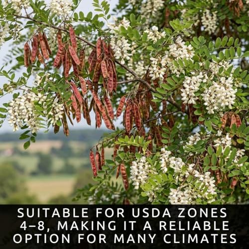 50 Black Locust Tree Seeds for Planting – Robinia pseudoacacia, Fast Growing Nitrogen Fixing Tree, Fragrant White Flowers, Rot Resistant Hardwood, Cold Hardy Outdoor Shade Tree