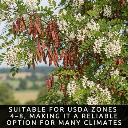 75 Black Locust Tree Seeds for Planting – Robinia pseudoacacia, Fast Growing Nitrogen Fixing Tree, Fragrant White Flowers, Rot Resistant Hardwood, Cold Hardy Outdoor Shade Tree