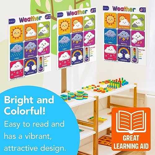 FoldCard Weather Chart Educational Poster 8.5x11 5pk - color: Weather and Temperature