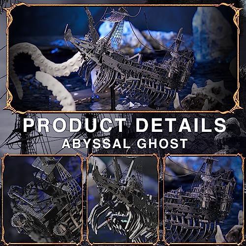 Piececool 3D Puzzles for Adults, Sea Ghost Pirate Ship DIY 3D Watercraft Metal Model Building Kits, Difficult 3D Puzzles for Family Time, Great Christmas Birthday Gifts - color: Sea Ghost