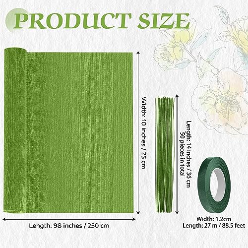 Mlurcu Crepe Paper - 6 Rolls Green Crepe Streamers, 10 Inch Wide, DIY Flower Crafts Kit for Wedding & Festival Parties - color: 6 Rolls Green Series