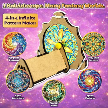 Butterfly EduFields 4-in-1 DIY Wooden Kaleidoscope Kit for Kids Ages 6-8-10 - style: 4in1 Kaleidoscopes kit