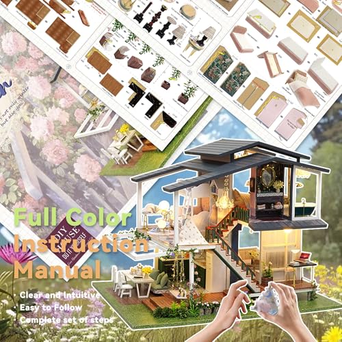 Flever Dollhouse Miniature DIY House Kit Creative Room with Furniture for Romantic Artwork Gift (Monet Garden) - color: Monet Garden