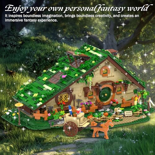Medieval Fantasy A-Frame Cabin Building Blocks Set, 2088Pcs Architecture Tree House Building Set with Interior and Garden, Creative Construction Gift for Adults, Perfect Holiday and Birthday Gift