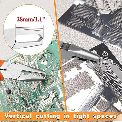 Transverse End Cutter SMT/SMD Chip Cutters Side Cutting Pliers 90 Degree Blade Front Angle Cutter with Extra Long Flat Nose Flush Cutters with 0.31 Inches Cutting Edge for Tight Places - style: 0.31"