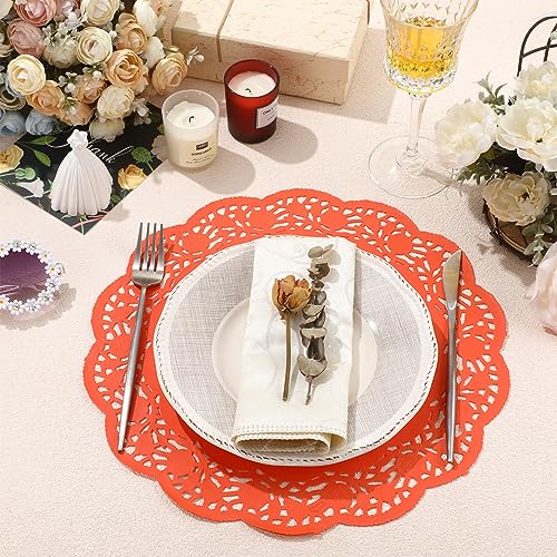 Yexiya 200 Pcs Lace Paper Doilies 14 Inch Round Foil Placemats, Orange - color: Orange