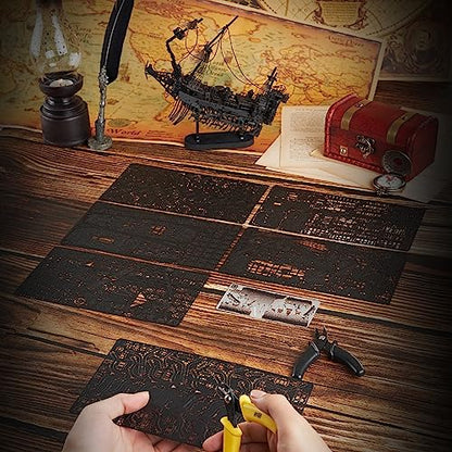 Piececool 3D Puzzles for Adults, Sea Ghost Pirate Ship DIY 3D Watercraft Metal Model Building Kits, Difficult 3D Puzzles for Family Time, Great Christmas Birthday Gifts - color: Sea Ghost