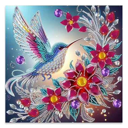 JATOK Diamond Art Kits for Adults, Hummingbird, Special-Shaped Gems - color: Beige