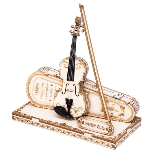 ROKR Wooden 3D Puzzles for Adults Violin, Musical Instrument Model Kit 3D Puzzles to Build, Desk Decor/DIY Hobbies/Gifts for Family and Friends (Violin) - color: Tgk - Violin