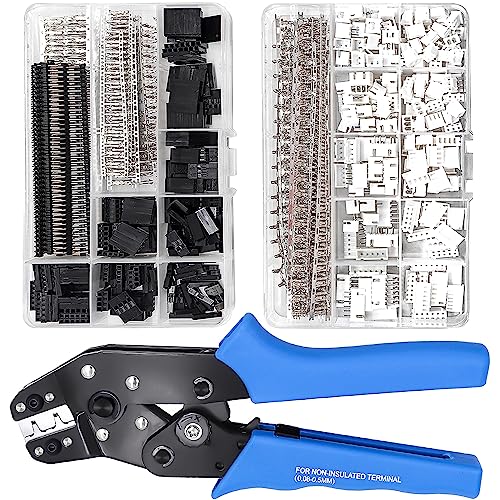 Taiss Dupont Crimping Tool Kit Ratcheting Wire Crimper with 2.54mm 600PCS Dupont Connectors and 560PCS JST XH Connectors,Dupont Crimper,JST Crimper(0.08-0.5mm² 28-20AWG) - style: 21 Types Dupont/JST-XH(2.5-2.54mm)+Tool