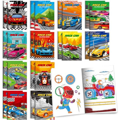 BenLouis 24 Pcs Race Car Mini Coloring Books for Kids Party Favors - style: Racecar