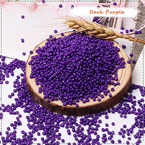5000pcs Glass Seed Beads Bulk, 3mm 8/0 Dark Purple Small Pony Waist Beads for Bracelets Necklace Jewelry Making DIY Craft Projects - color: Dark Purple, size: 3mm