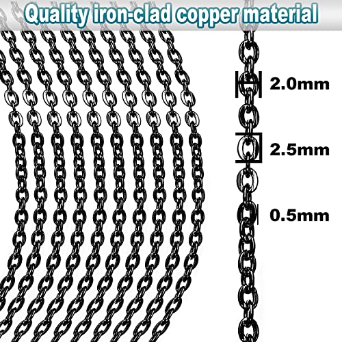 Jishi 33ft Link Cable Chain Roll 2mm, Black Chain for Jewelry Making Necklace Earring Bracelet DIY Craft Jewelry Making Findings Supplies, Black Plated Iron Metal Rolo Necklace Chain Spool Set - color: Black, size: Cable Chain 33ft 2.0mm